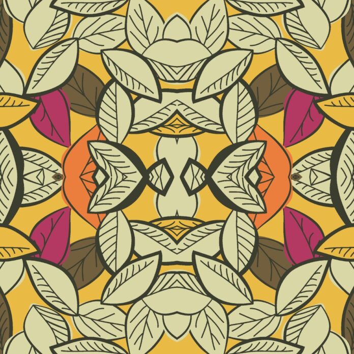 Họa tiết lá cây vector đối xứng