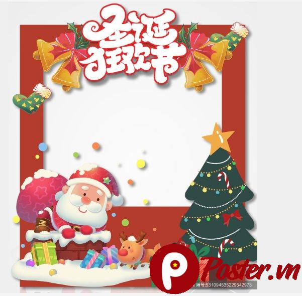 Khung ảnh Giáng Sinh vector ông già Noel