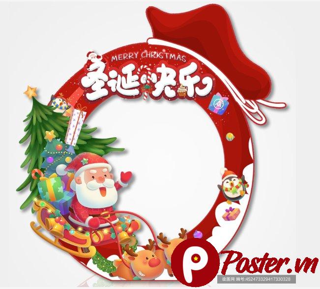 Khung ảnh Giáng Sinh vector ông già Noel