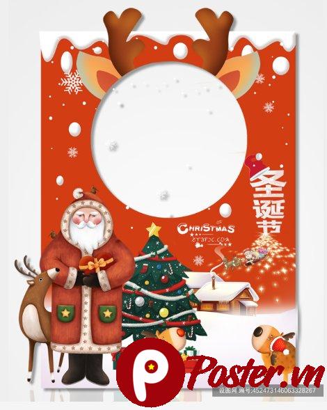 Khung ảnh Giáng Sinh vector ông già Noel