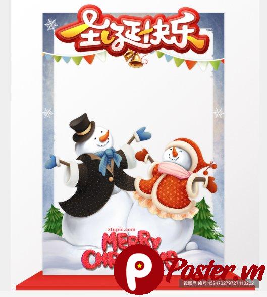Khung ảnh Giáng Sinh vector người tuyết