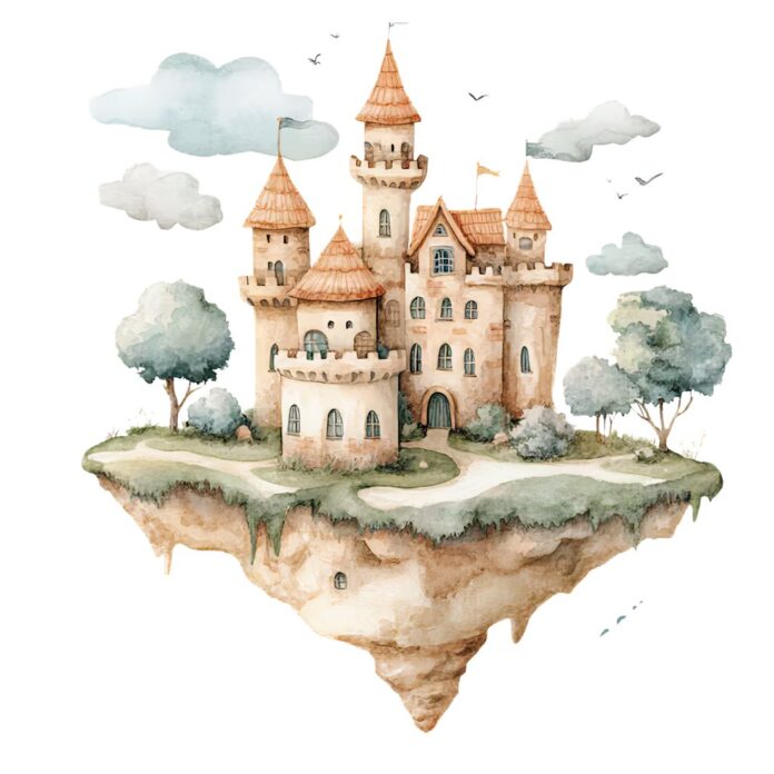 Lâu đài bay trên mây Vector