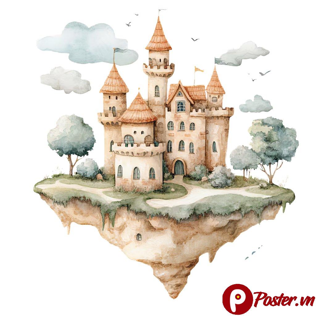 Lâu đài bay trên mây Vector