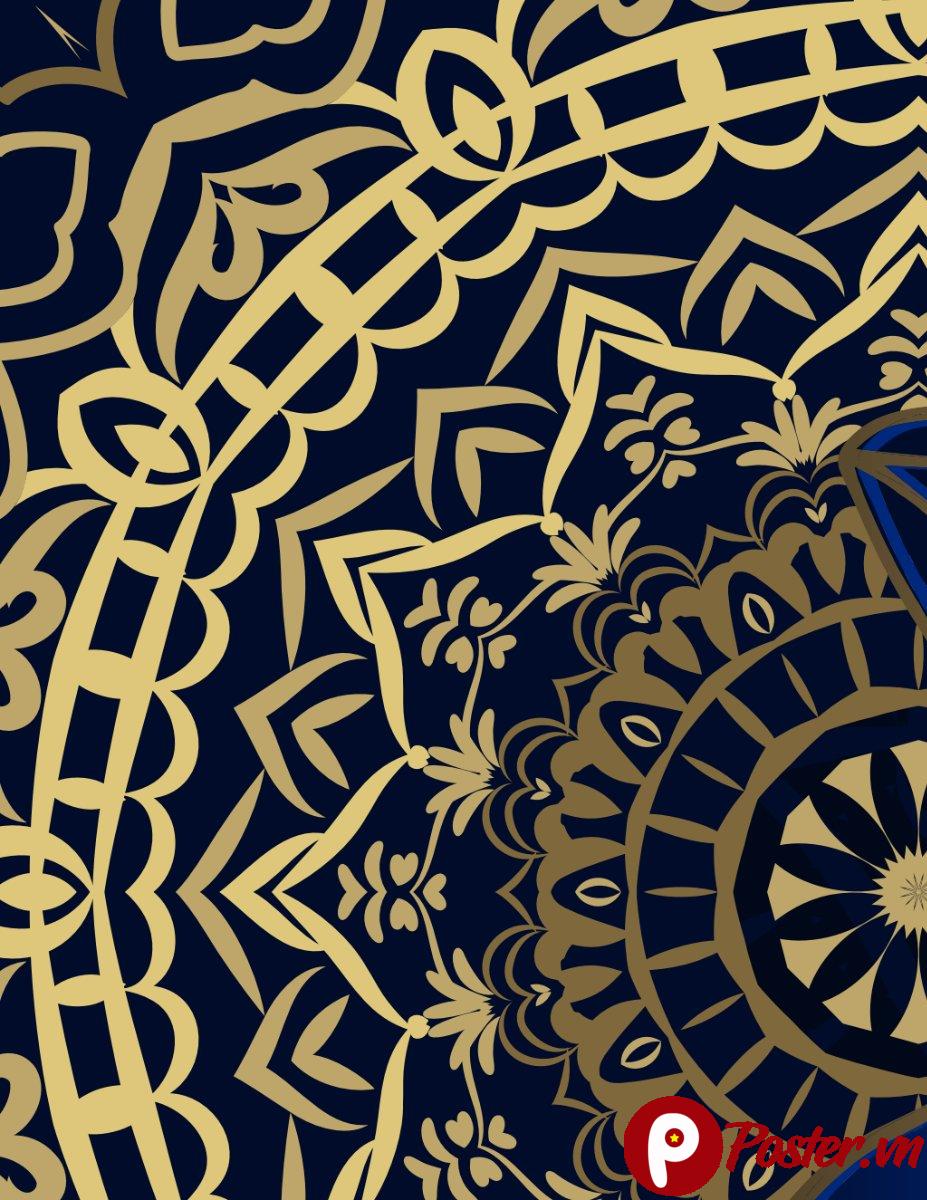 Mandala hoa sen vàng xanh