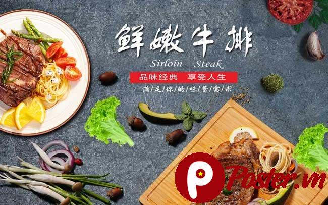 Banner bò bít tết hấp dẫn