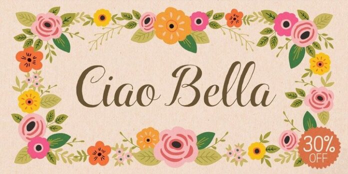 Banner Ciao Bella hoa lá vector