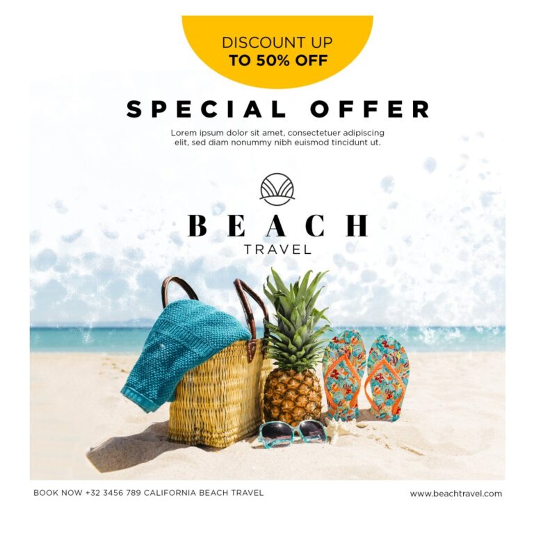 Banner du lịch biển vector