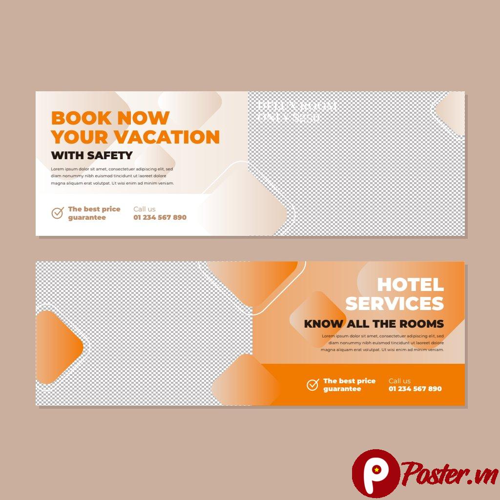 Mẫu banner du lịch khách sạn vector AI