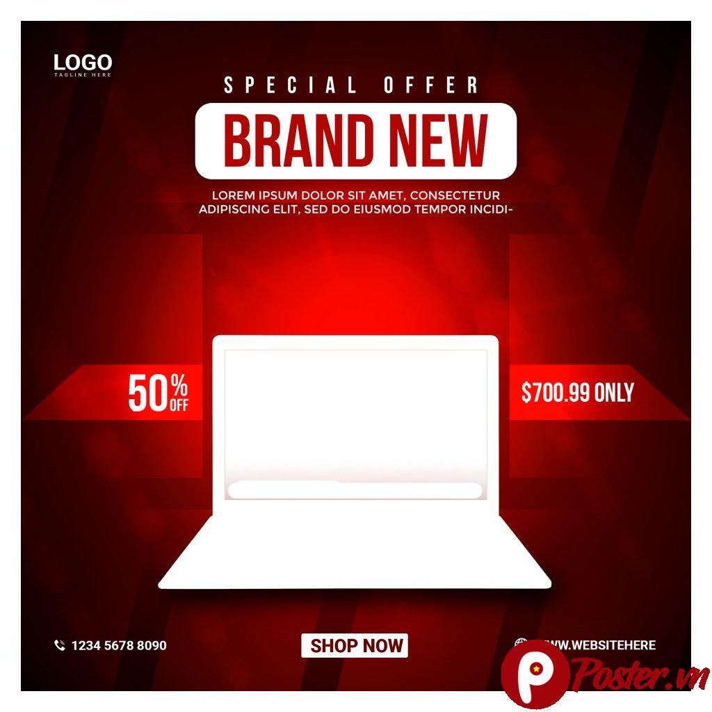 Banner khuyến mãi laptop đỏ đen