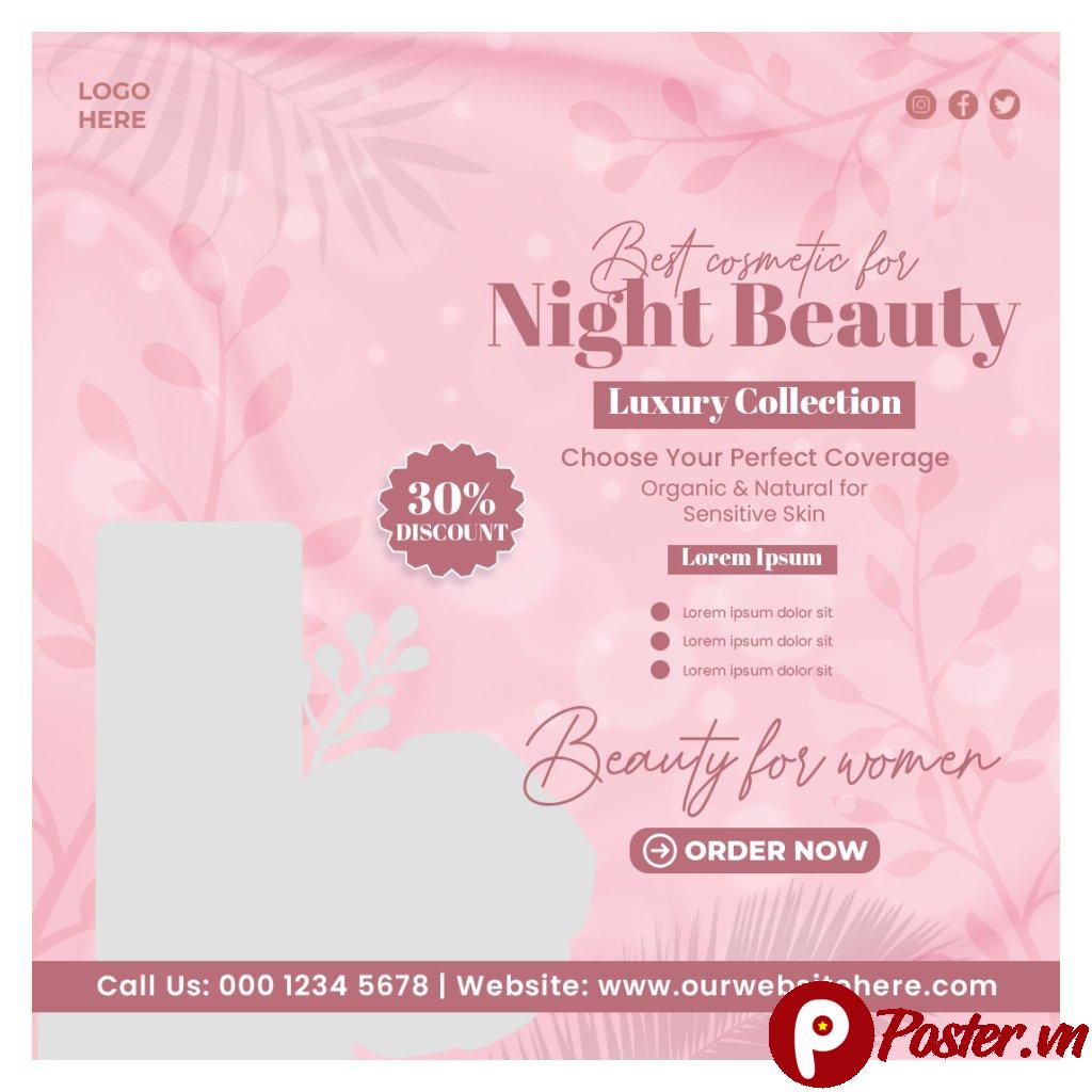 Mẫu banner mỹ phẩm Night Beauty - Chi tiết 1