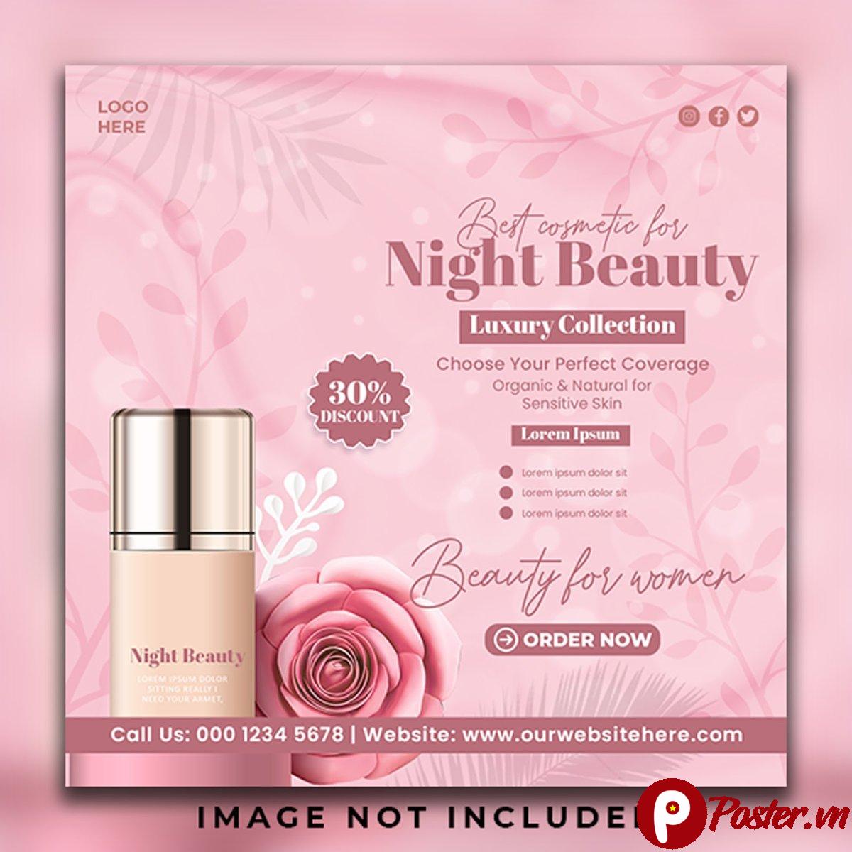 Mẫu banner mỹ phẩm Night Beauty