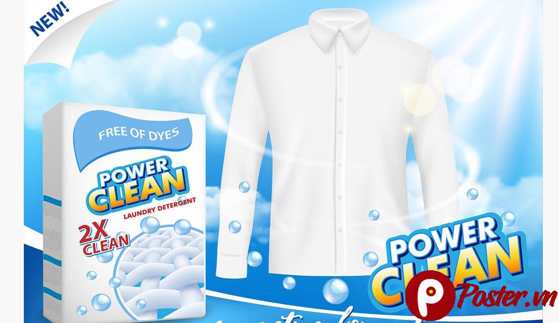 Banner quảng cáo bột giặt Power Clean