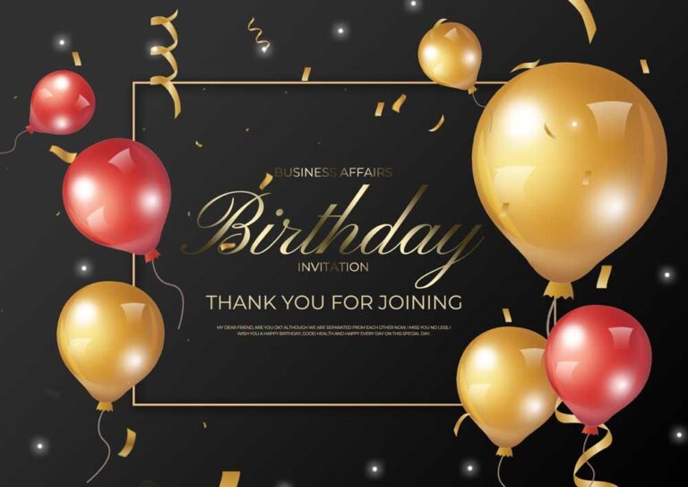 Banner sinh nhật bóng bay vàng đỏ