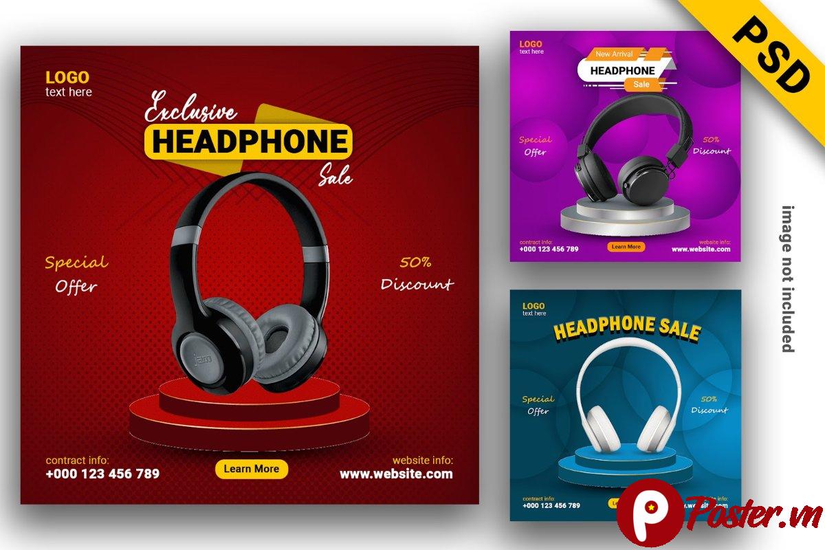 Mẫu banner tai nghe khuyến mãi PSD