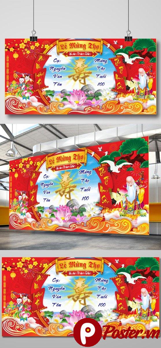 Banner Tết 2025 Vector Ông Thọ