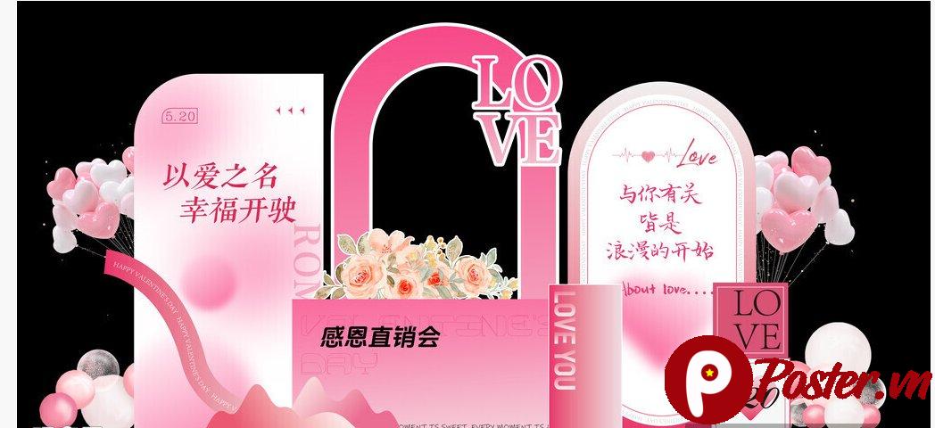 Mẫu banner Valentine hồng vector