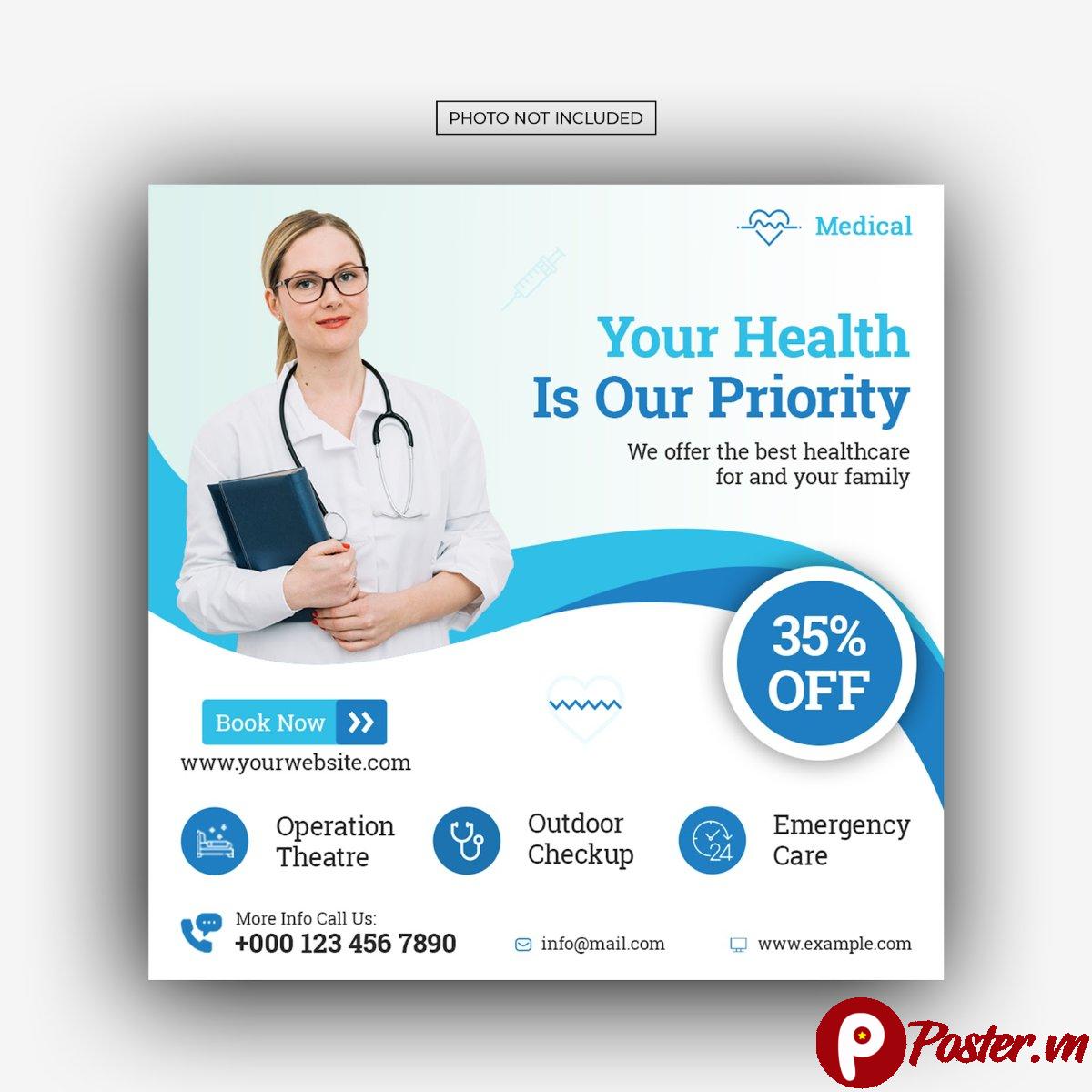 Mẫu banner y tế chăm sóc sức khỏe