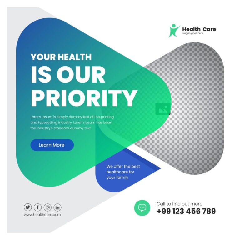 Mẫu banner y tế "Your Health Is Our Priority"