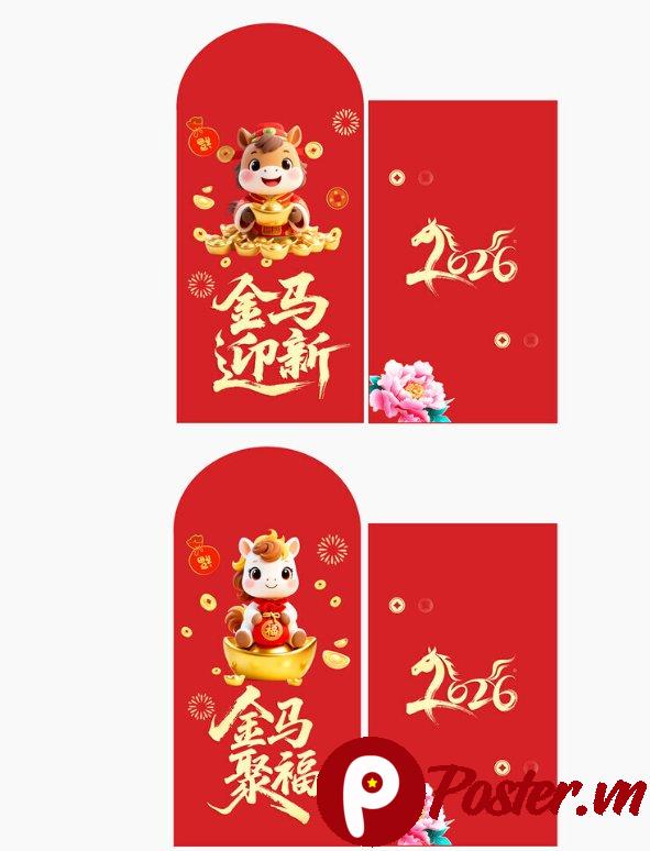 Mẫu Bao Lì Xì Tết 2026 Ngựa Vàng