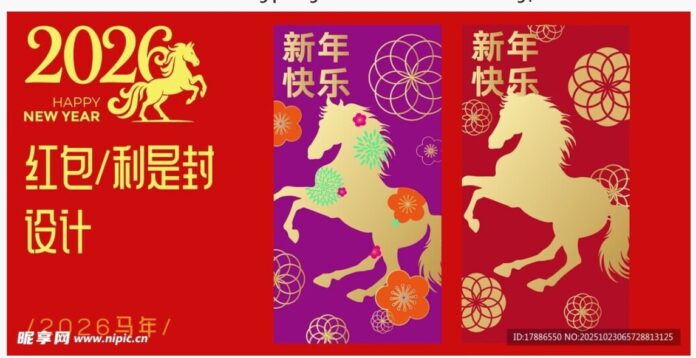 Mẫu Bao Lì Xì Tết 2026 Vector