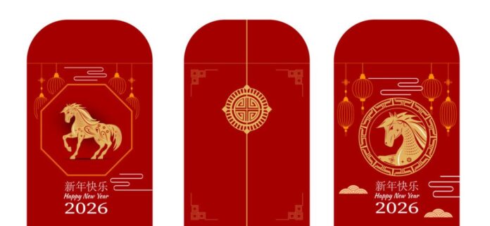 Mẫu bao lì xì Tết 2026 vector