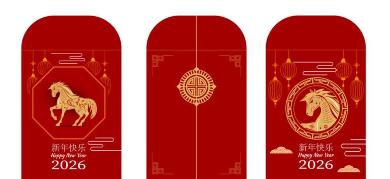 Mẫu bao lì xì Tết 2026 vector