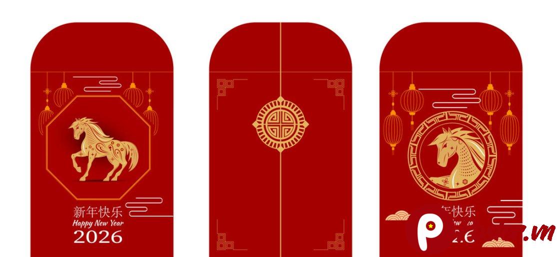 Mẫu bao lì xì Tết 2026 vector