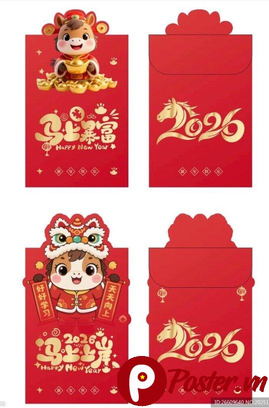 Mẫu bao lì xì Tết 2026