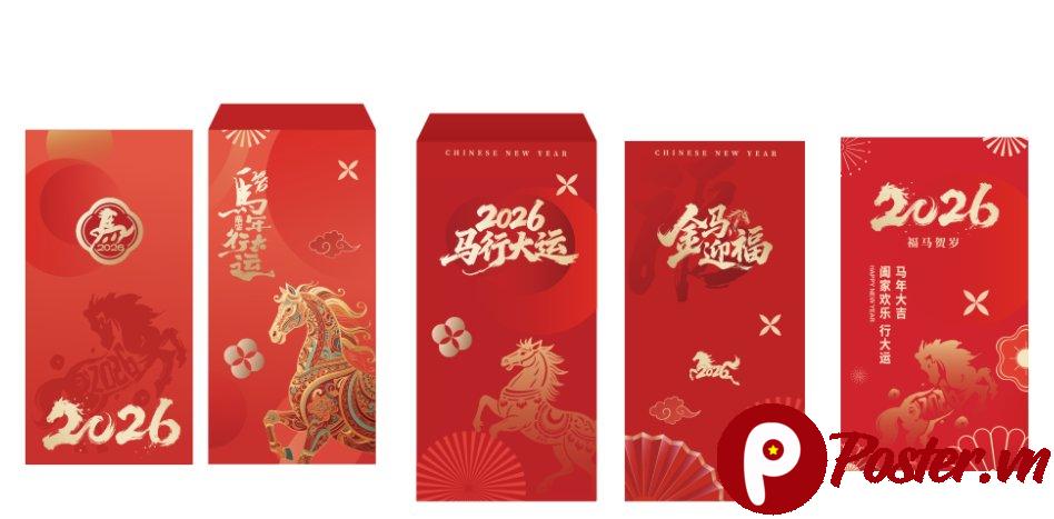 Mẫu bao lì xì Tết 2026 vector