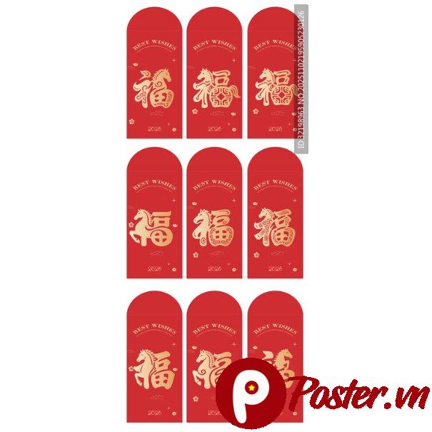 Mẫu bao lì xì Tết đỏ vector