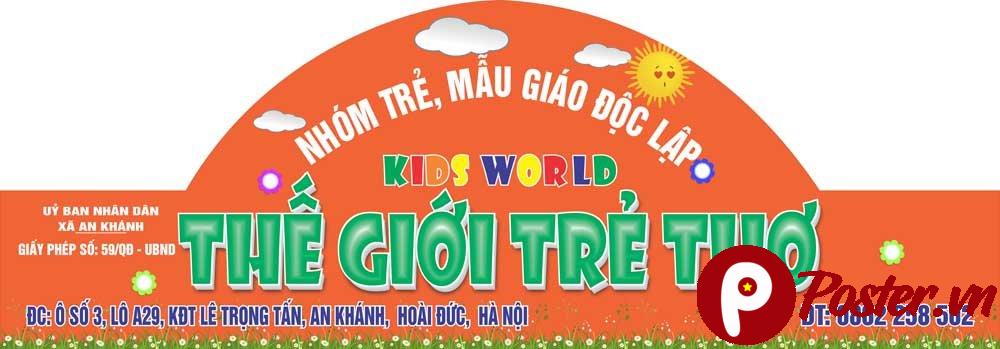 Mẫu cổng trường mầm non Thế Giới Trẻ Thơ