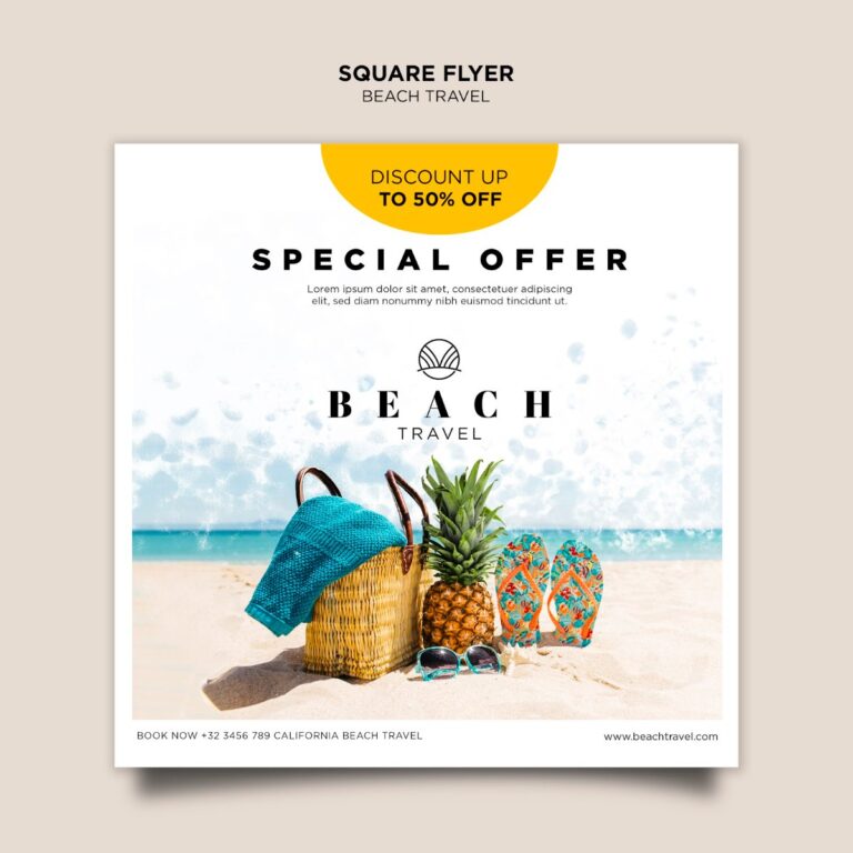 Flyer Du Lịch Biển Vuông