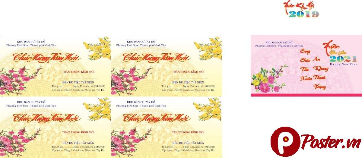 Mẫu giấy mời Tết vector