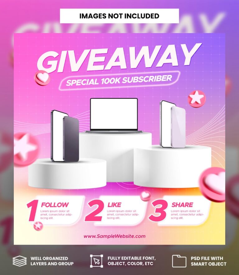 Mẫu Giveaway Instagram PSD