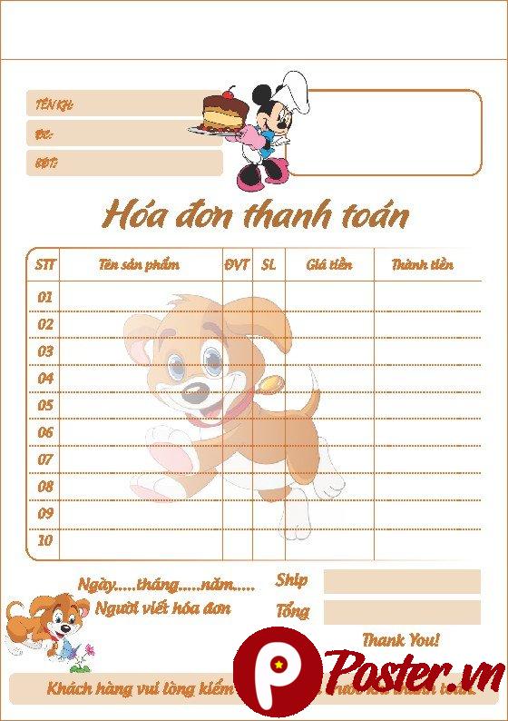 Mẫu hóa đơn bán hàng cute