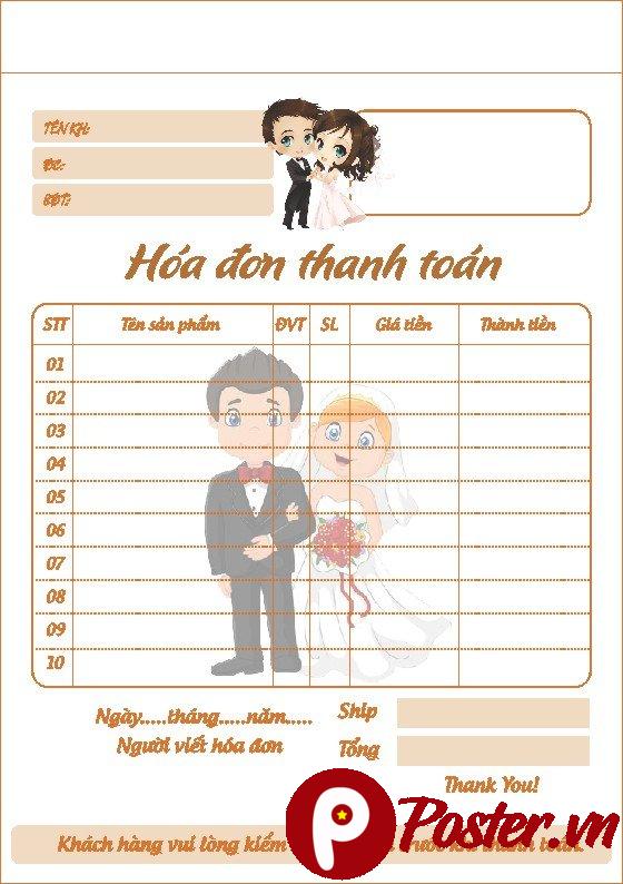 Mẫu hóa đơn bán hàng đám cưới