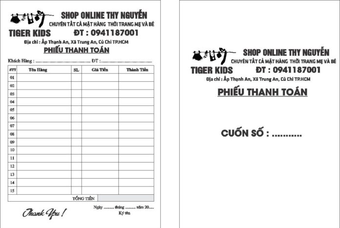 Mẫu hóa đơn bán hàng đơn giản
