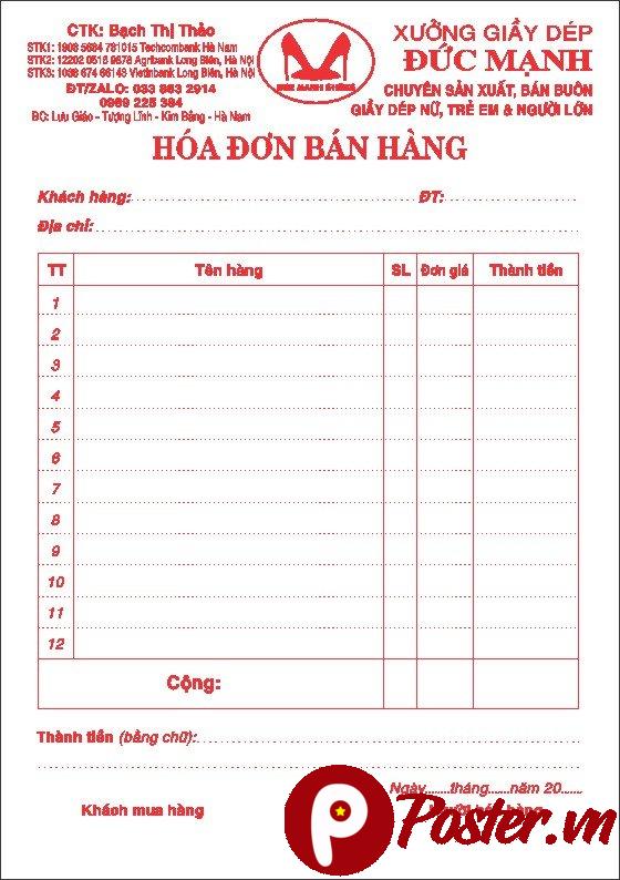 Mẫu hóa đơn bán hàng đơn giản