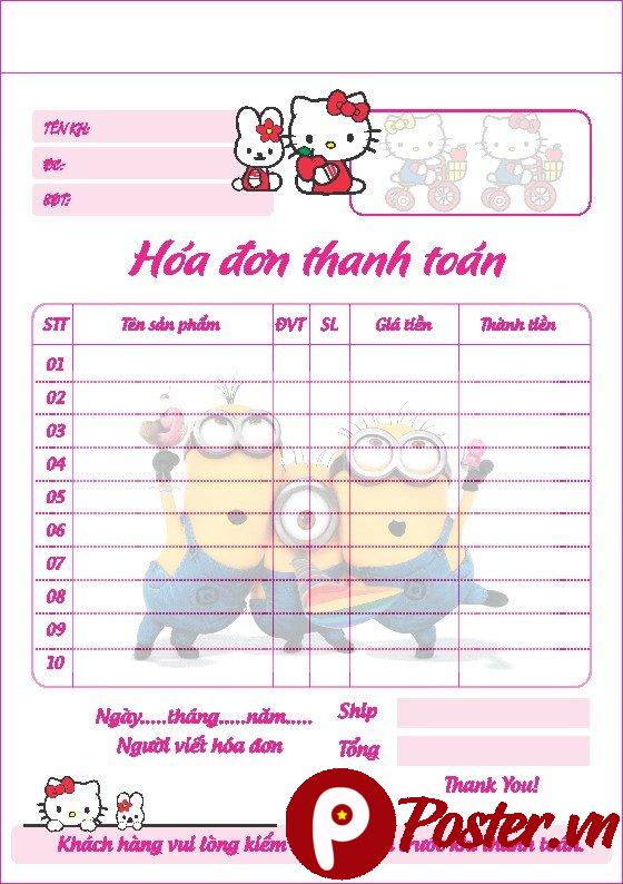 Mẫu hóa đơn bán hàng Minions