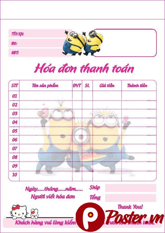 Mẫu hóa đơn bán hàng Minions
