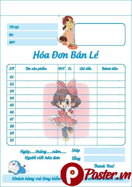 Mẫu hóa đơn bán lẻ đáng yêu