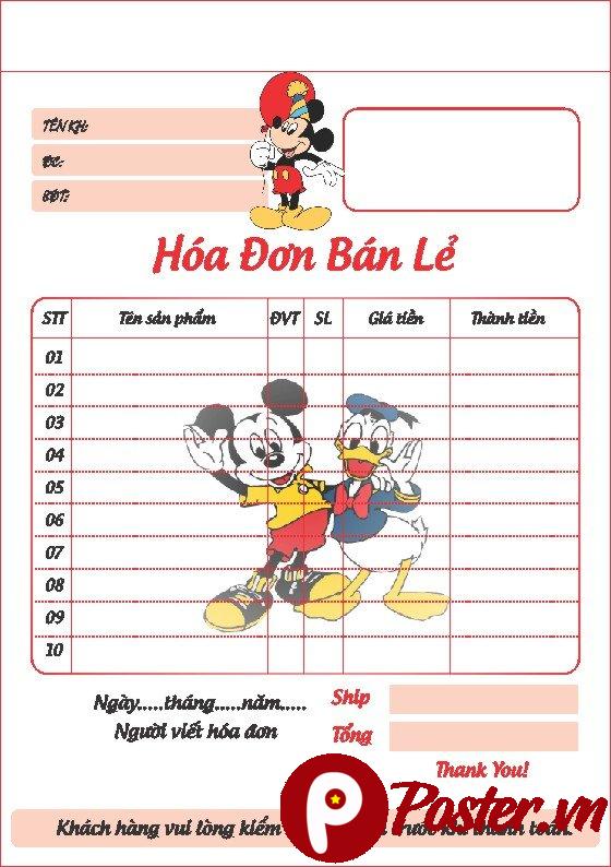 Mẫu hóa đơn bán lẻ Mickey