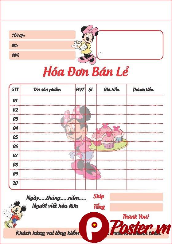 Mẫu hóa đơn bán lẻ Minnie
