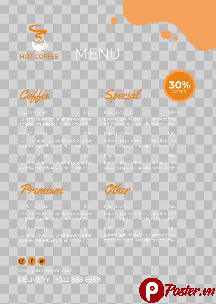 Mẫu menu cafe đơn giản