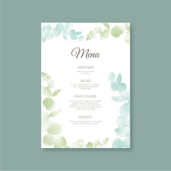 Mẫu menu lá cây nước màu