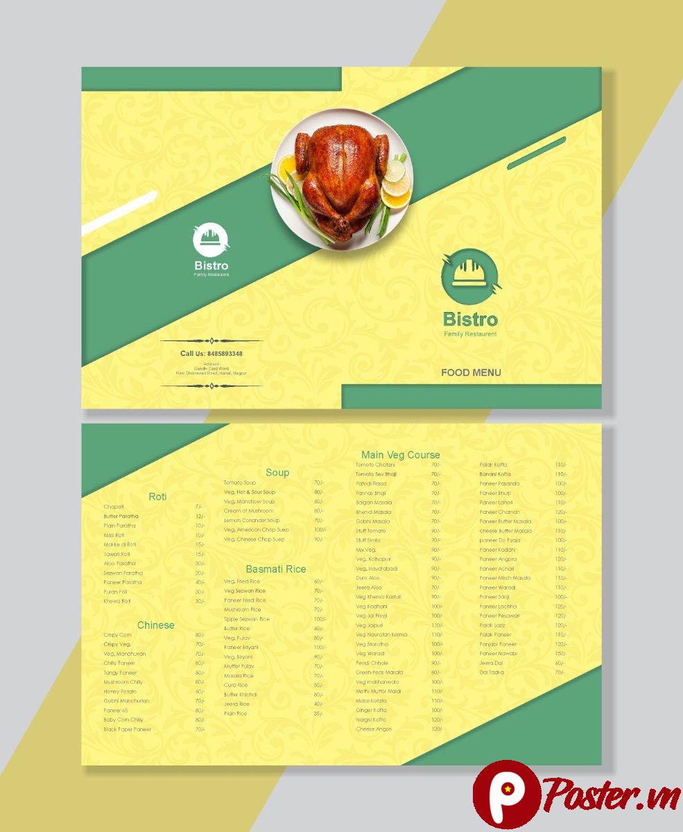 Mẫu menu nhà hàng AI