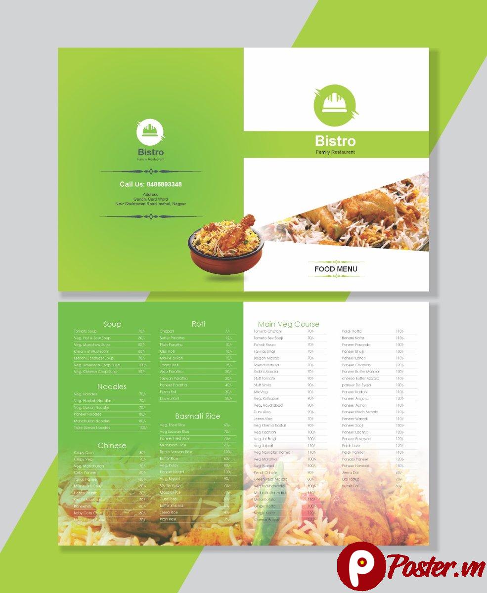 Mẫu menu nhà hàng AI chuyên nghiệp