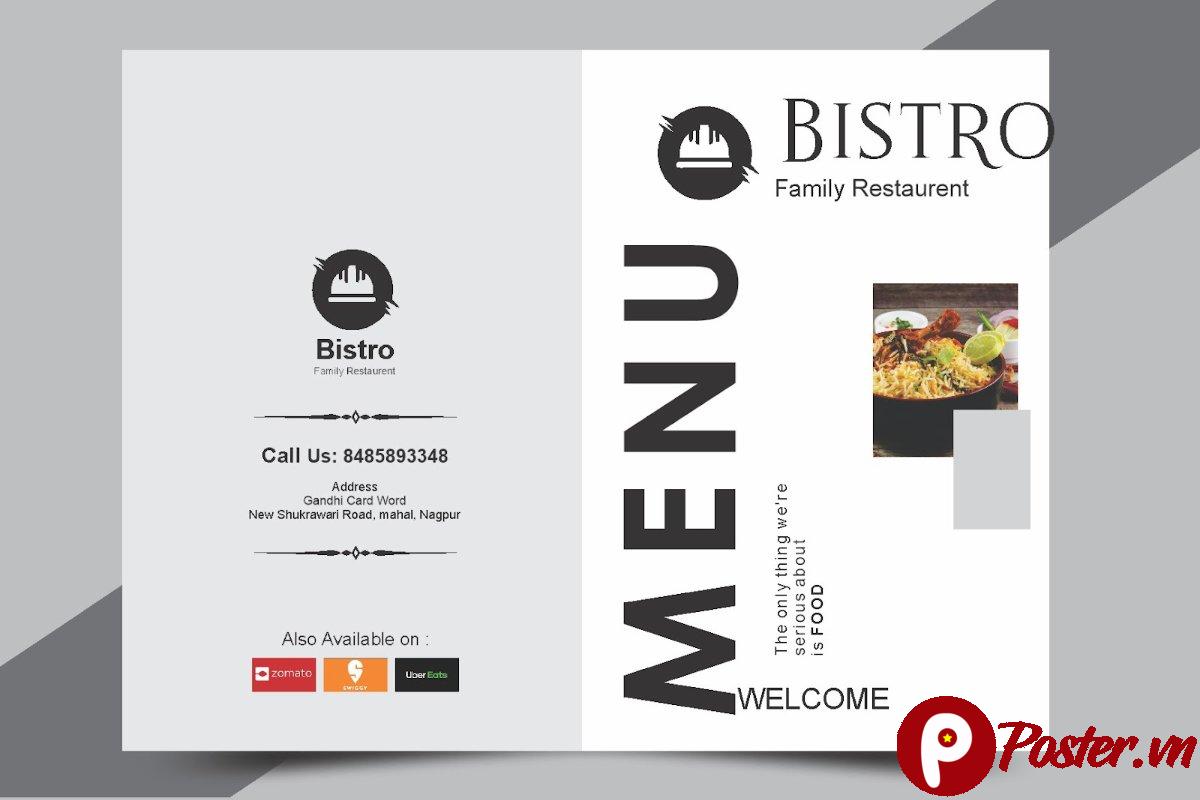 Mẫu menu nhà hàng Bistro đơn giản