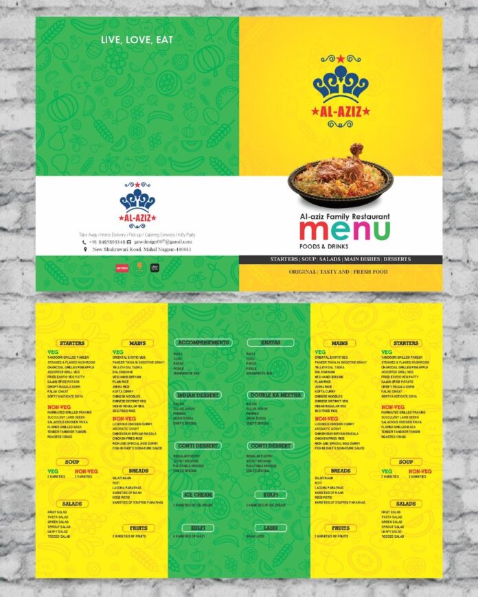 Mẫu menu nhà hàng chuyên nghiệp