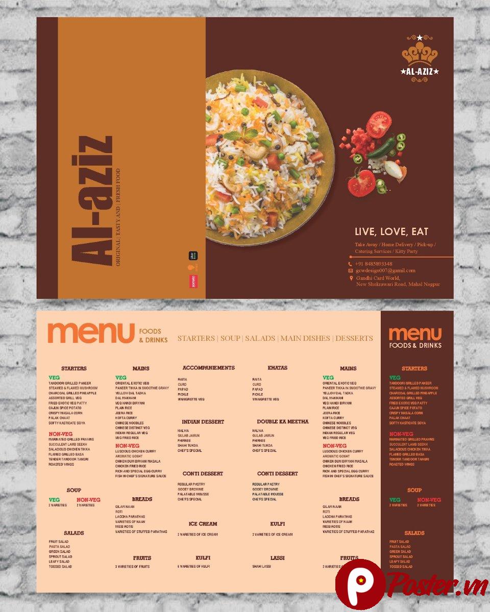 Mẫu menu nhà hàng chuyên nghiệp